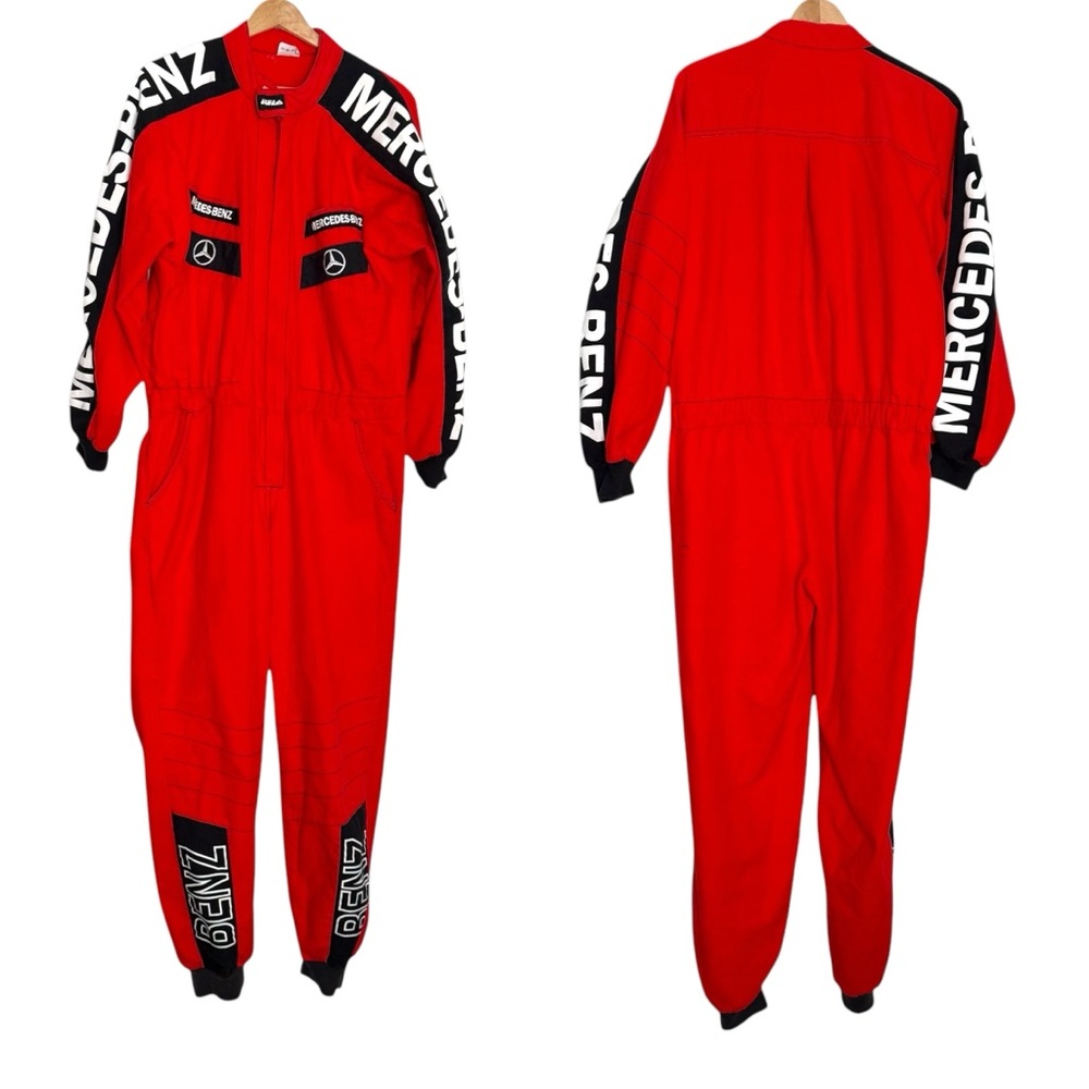 Mercedes-Benz Red black Racing Jumpsuit men medium wool made Germany car fan